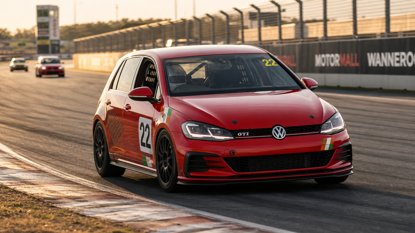 Front three-quarter concept of the Horan Racing #22 Golf GTI